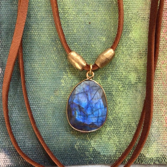 Sundance Charm Labradorite Necklace leather cord Sale - Picture 8 of 14